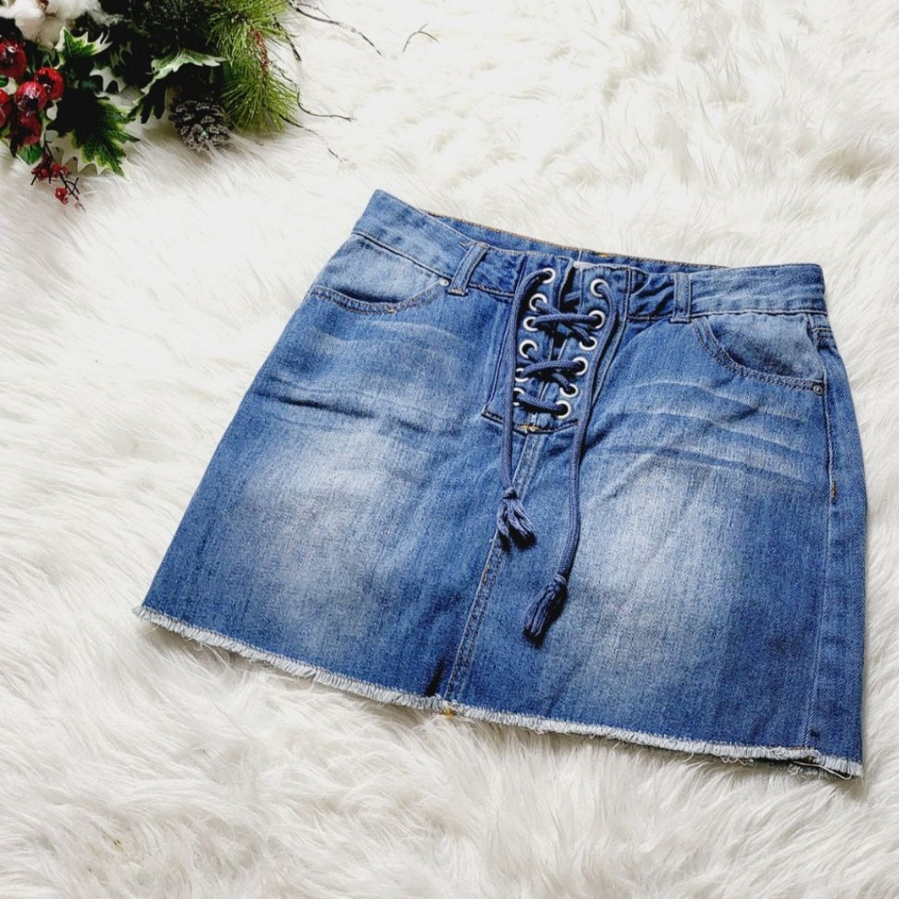 SKY AND SPARROW Womens Denim Mini Skirt